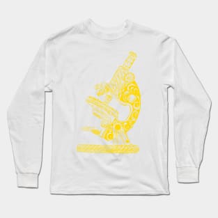 Scientific Microscope Line Drawing (Sunshine Yellow) Long Sleeve T-Shirt